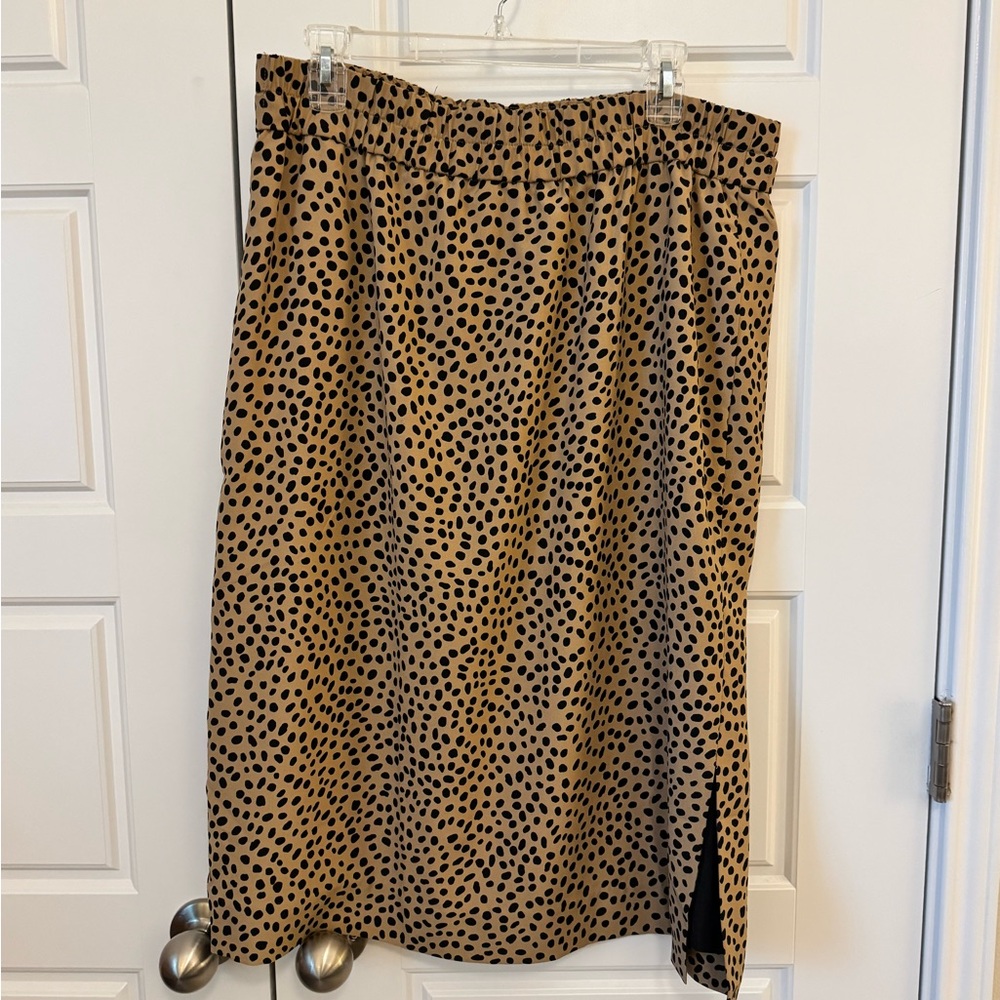 J. Crew Beige and Black Polka Dot Pencil Skirt